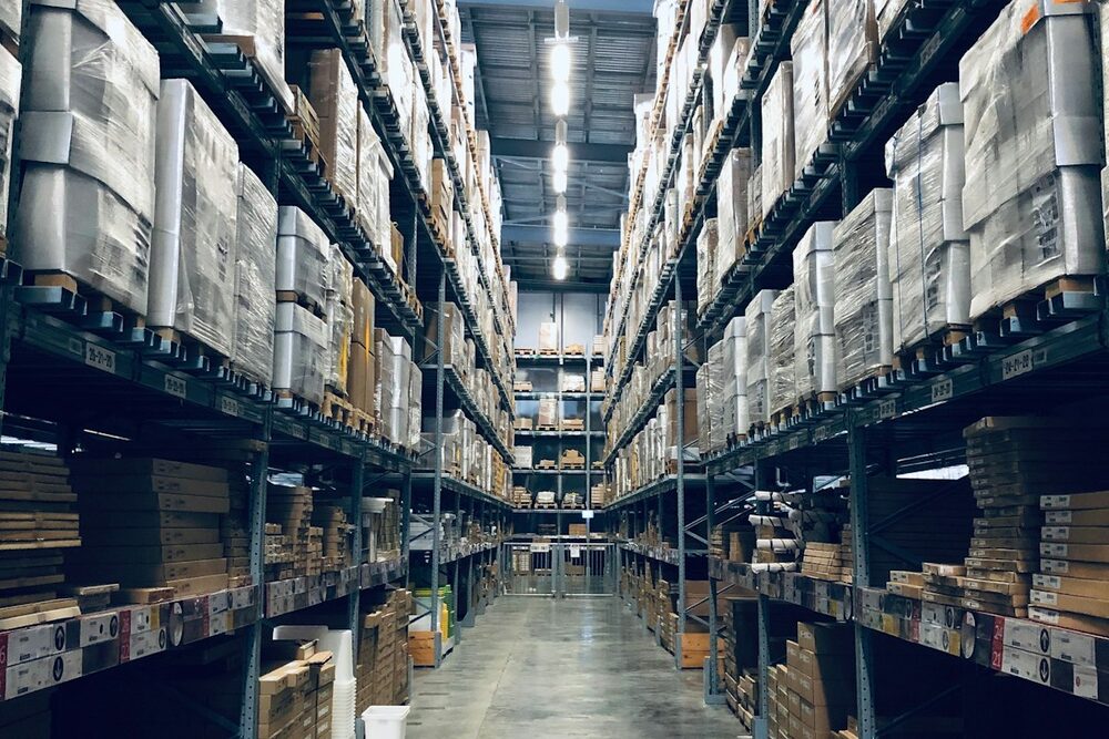Wholesale warehouse with forklift operations