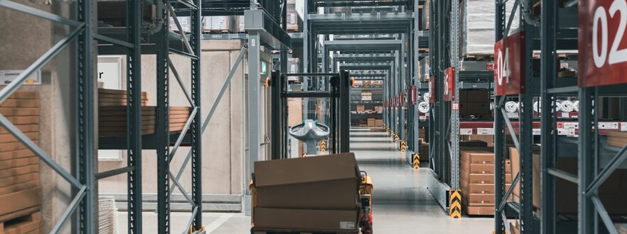 Demand forecasting chart on laptop in supply chain setting