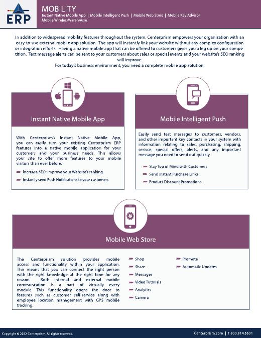 First page of the Centerprism Mobility datasheet