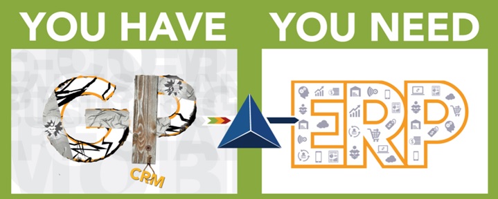 Centerprism graphic contrasting the Dynamics GP system distributors have with the full ERP they need