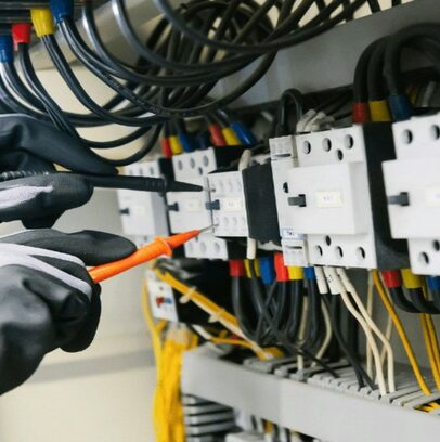 Technician completing service call